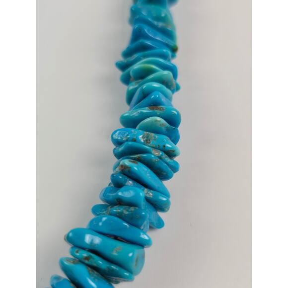 Large Carolyn Pollack Chip Turquoise Graduated Necklace 18" - 21" heavy piece - Picture 4 of 15